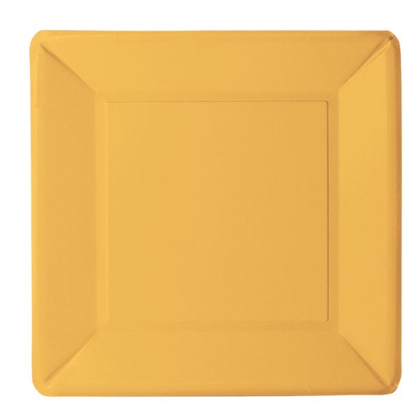 Pappteller aus Frischfaser. Farbig bedruckt mit Lack und ohne Kunststoffbeschichtung. Orange
