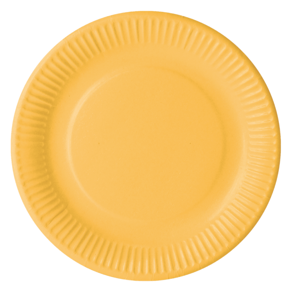 COLOUR PRINTED PAPER PLATES MADE FROM VIRGIN FIBERS WITH NON-PLASTIC COATING. Orange
